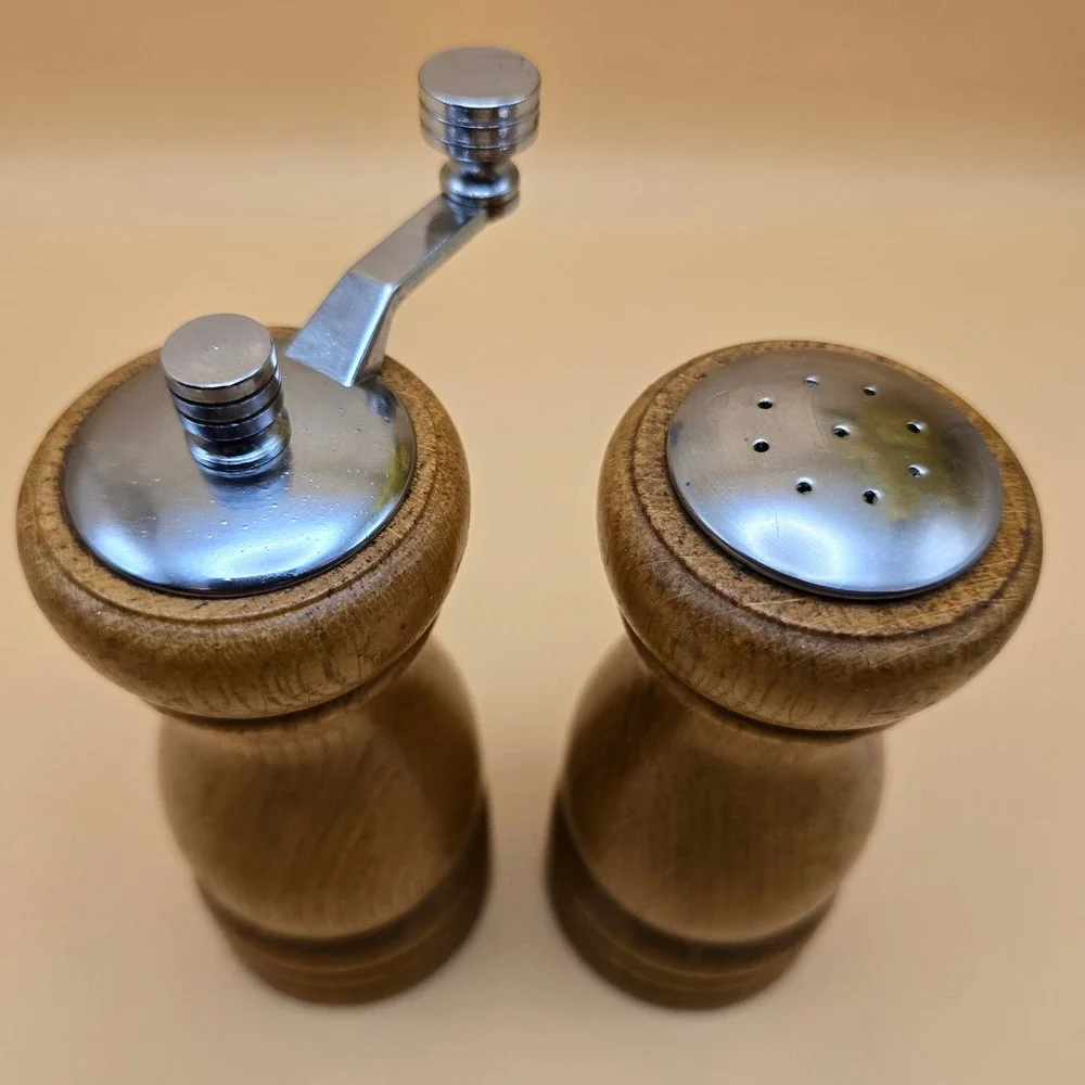 Olde Thompson Wood Salt Shaker and Pepper Mill Set with Hand Crank Made in USA